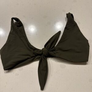 Strange Bikini Olive Green Tie-Front Bikini Top